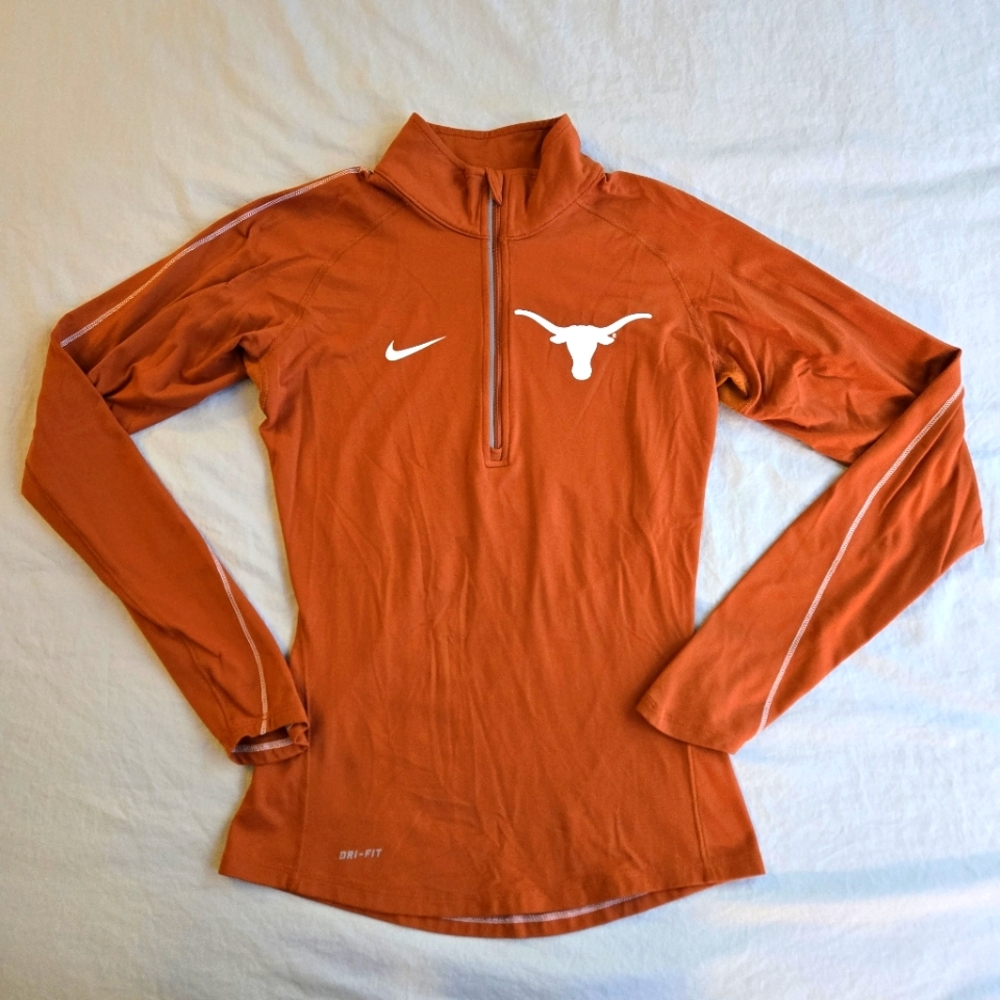 Nike Dri Fit Texas Longhorns XS Half Zip Performance Long Sleeve Top